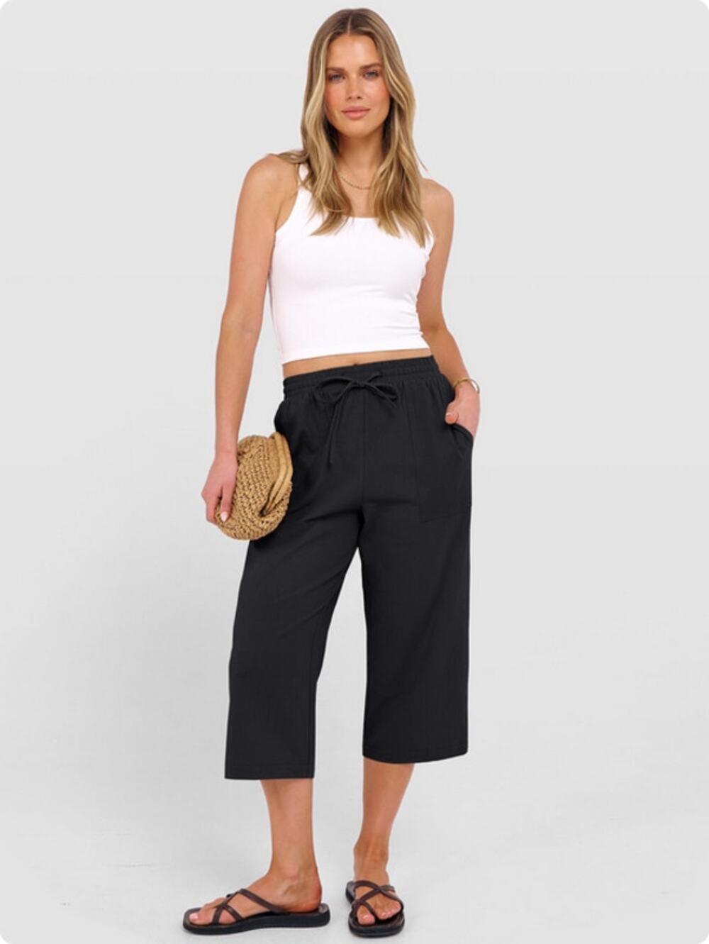 ANRABESS Black Capris Pants for Women Medium NWT